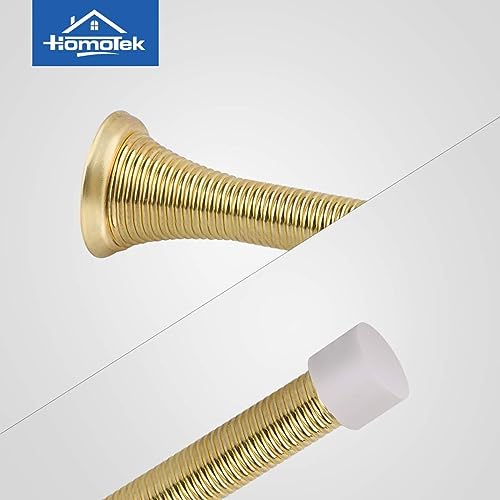 Image of HOMOTEK 20 Pack Spring Door Stopper with Rubber Bumper 3-1 /8 inch Flexible Spring Heavy Duty Wall Door Stop Low Mounted Door Bumper for Home (Bright Brass)