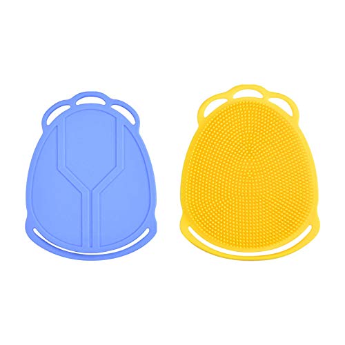 Soft Silicone Body Scrubber, Silicone Face Scrubber Body Silicone Brush, Bath SPA Exfoliating Skin Massage Scrubber, Face Body Loofah for Sensitive and All Kinds of Skin,2 Pack Different Size
