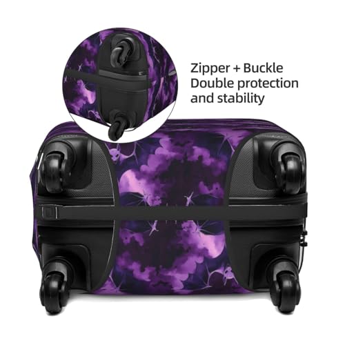Purple Bat Print Travel Luggage Covers, Washable Suitcase Covers Protector for Luggage 18-32 Inch High Elasticity3