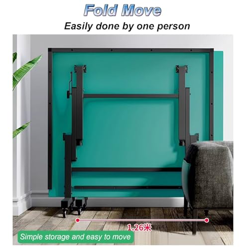 Pingpong-Tisch, tragbarer Tischtennistisch für drinnen und draußen mit 8 Rädern, Bällen und Netz, professioneller Rolltisch in voller Größe, strapazierfähig, 274 x 155 x 76 cm, einfache Mont – Bild 6