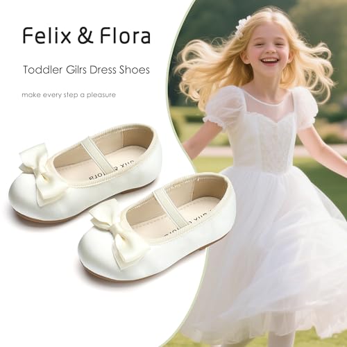 Image of Felix & Flora Toddler Flower Girl Dress Shoes - Girl Ballet Flats Party School Shoes Wedding