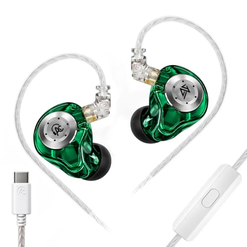 Image of AUDIOCULAR x KZ EDX Pro HiFi Wired in-Ear Monitor (IEM) Earphones with KT02H20P DAC 10mm Dynamic Driver, App Sound Customization, Wide Soundstage, Detachable 2-Pin Cable (Green Type C with Mic)