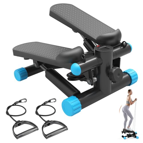 Image of Sweetcrispy Mini Stair Steppers with Resistance Bands for Exercise at Home, Portable Exercise Twist Stepper Machine for Full Body Workout, 300LBS Capacity