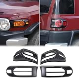 Aunginsy Front Light & Tail Light Guard Cover Kit Compatible with Toyota FJ Cruiser 2007-2021+, Car Front Fog Light Cover Rear Taillight Lamp Trim Frame Bezels Protector Decoration ABS Accessories