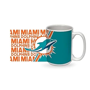 Rico Industries NFL Football Miami Dolphins 15 oz White Ceramic Coffee Mug