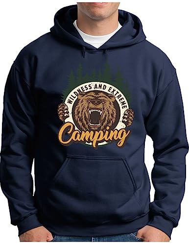 Sweat à capuche pour le camping OM3 bleu marine grande taille XXXL pour homme