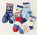 CHUNG Little Big Boys Cotton Socks Toddler Ankle Crew Fashion Casual Cartoon Fun Dino for School Kids,5 Pack,Truck,1-3Y