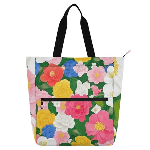 Bolso para libros con múltiples bolsillos y un hermoso estampado floral para la escuela