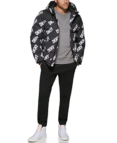 Image of DKNY Men's Mixed Media Quilted Puffer Jacket