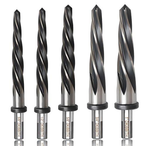 5Pcs M2 HSS Taper Chucking Reamer Set, 1/2"-3-Flat Shank