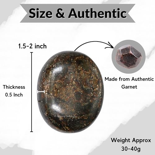 Image of Amazing Gemstone Garnet Crystals and Healing Stones - Large Palm Stone Crystals Piedra - Crystal for Good Luck, Balanced Positive Energy, Meditation - Unique Stocking Stuffers Gifts for Women, Men