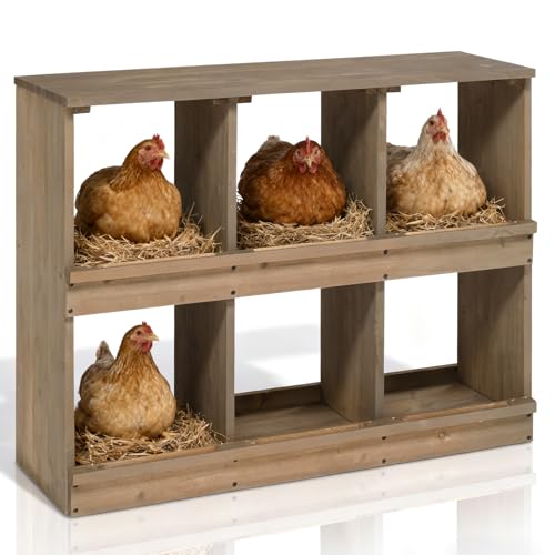 VINGLI Chicken Nesting Boxes, Wooden Nesting Boxes for Chickens, Egg Nesting Box for Hens, Chicken Coop Laying Boxes (6 Compartments) - Image 3