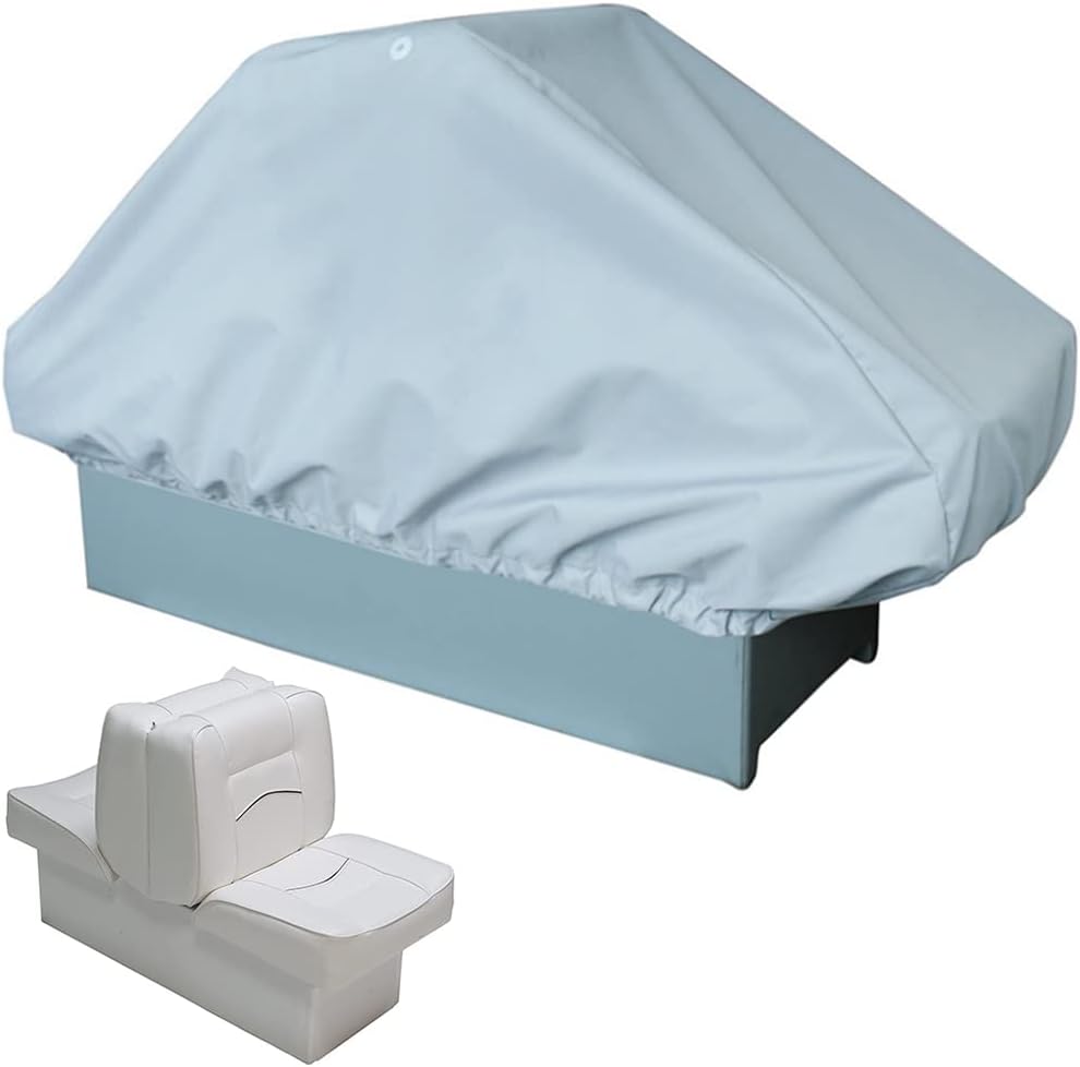 Boat Lounge Seat Cover Waterproof Dustproof Folding Back to Back Deluxe Series Bucket Style Lounge Boat Seats Cover Protector Patio Outdoor Boat Seat Covers (NOT Included Boat Seats) (Black)