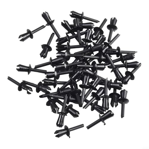 Image of 50 Pcs Black Plastic Rivet Fastener Clips For Car Engine Lining Trim Panel Retainer With 5mm Hole Size And Expanding Leg Design For Door Card Roof Wheel Arch Bumper For Splash Shield Repair Parts