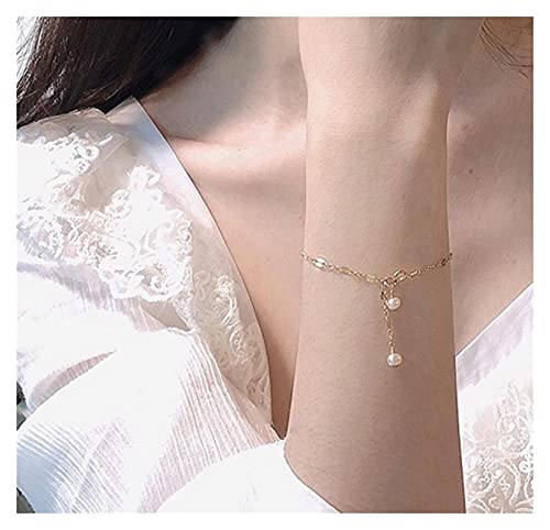 Bracelet femmes 18k chaîne maillon délicat et perle - 3