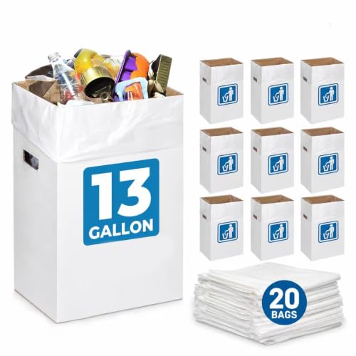 Image of 13 Gallon Cardboard Trash cans for Events (Pack of 10), with 20 Liners Included,Be applicableOutdoor Events pop up Trash cans for Parties,Reusable Portable Garbage Can,in-Home Recycling Bins