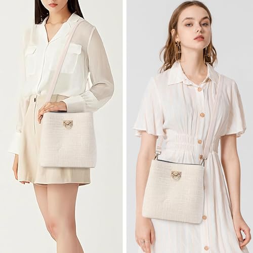 KALIDI FANCY FOREST Kleine Umhängetasche Damen, Leder Crossbody Bag Damen, Stylische Handtasche mit Verstellbarem Gurt,Beige