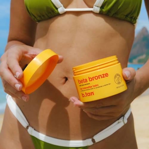 Image of b.tan Intensive Browning Tanning Gel | Beta Carotene Balm - Tinted Sun Tan Accelerator, Oil-to-Balm Formula, Dark Tanner, Fast Bronze Suncare, Non Greasy, Water Resistant, Best for Outdoor, 5.3 Oz