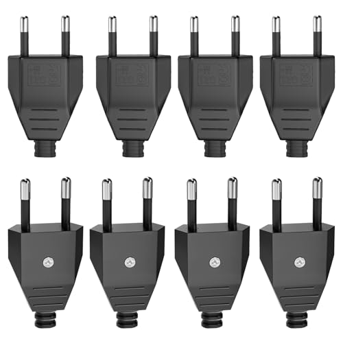 8 Stücke Euro Stecker Flach Eurostecker Flach Eurokupplung Stromstecker Flach (220V 2.5A) Schuko Stecker Flach Euro Stecker-Schwarz