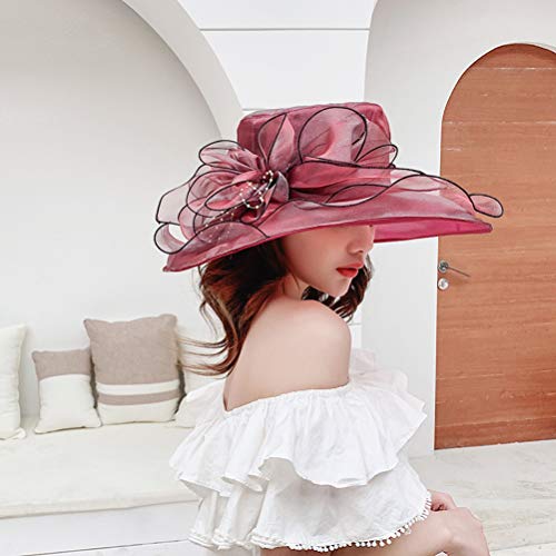 Sombrero Mujer Ala Ancha Organza Verano Plegable Playa miniatura 4