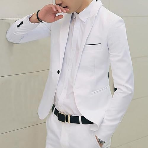 Men's Solid Color Slim Fit Blazer Lightweight One Button Casual Suit Jacket Business Prom Party Sport Coat2