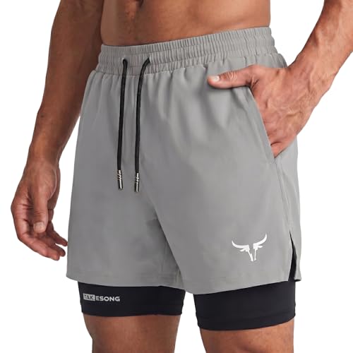 Image of Lymio Men Shorts | 2 in 1 Active Dual Shorts with Inner Tights Layer | Men's Double Layer Short for Running, Gym & Sports (SSM-S-09-11)