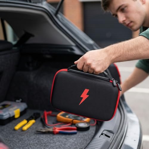 Image of Case Compatible for Fluke 17B+ /15B+ / 17B / 15B / /177 /179 / 113 /114 / 115 /116 / 117 /87V / 88V / 101 Digital Multimeter, Protective Travel Storage Bag with Detachable DIY Foam (Box Only) (Black+Red Zipper)