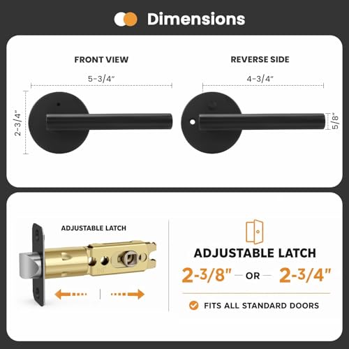 Image of Goldenwarm 2 Pack Black Door Handles Interior, Matte Black Door Lever Privacy Door Handles Keyless, Zinc-Alloy Heavy Duty Door Hardware for Bedroom Bathroom