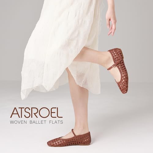 Image of Woven Mesh Ballet Flats for Women Square Toe Mary Jane Flats Buckle Strap Flat Shoes Comfortable Ballerina Flats Dressy Mesh Shoes Casual Mary Janes for Women