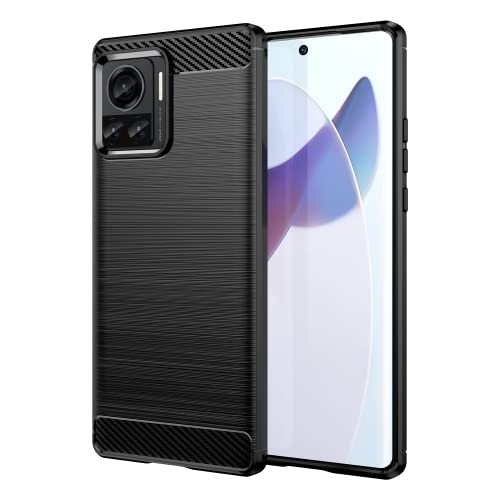 Image of NPRC Hybrid Ultra Slim Protective Case TPU Non-Slip Carbon Fiber Texture Shockproof Case Cover for Moto Edge 30 Ultra - Black