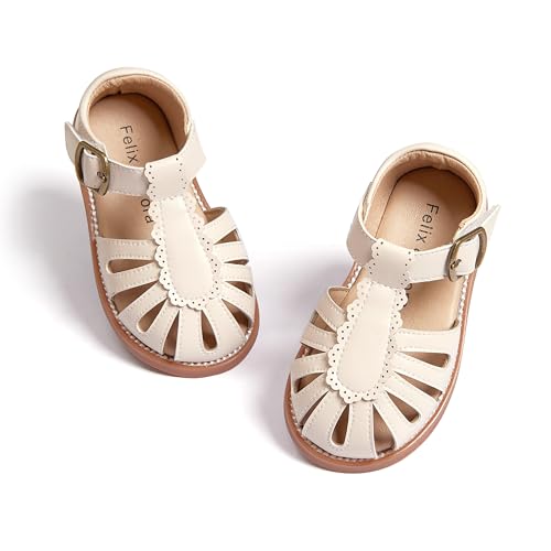 Image of Felix & Flora Toddler Girls Sandals Soft Rubber Princess Flat Shoes Flower Girl Shoes