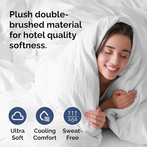 Image of Duvet Cover Super Queen Size Set - Extra Soft Super Queen Duvet Cover 98 inch x 90 inch with 2 Pillow Shams for Women, Men, Kids & Teens - Hotel Luxury w / Zipper Closures & Ties - Comfy & Breathable (White)