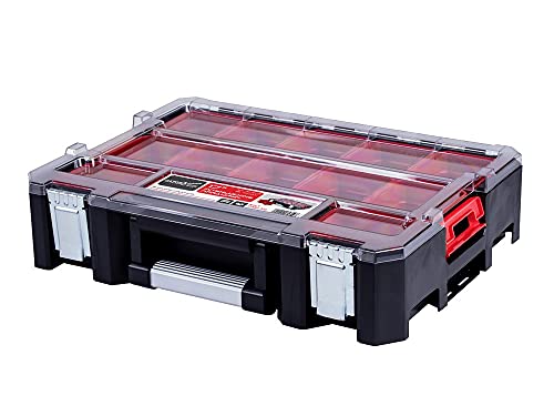 Photo 1 of 17" Heavy Duty Interlocking Organizer with Clear Lid for Storage and Tool Organization - with 12 Removable Caps