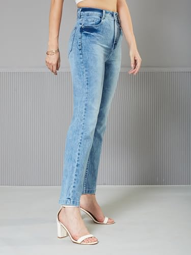 Image of Miss Chase Women's Wide-Leg High-Rise Regular-Length Stretchable Shaping Denim Jeans