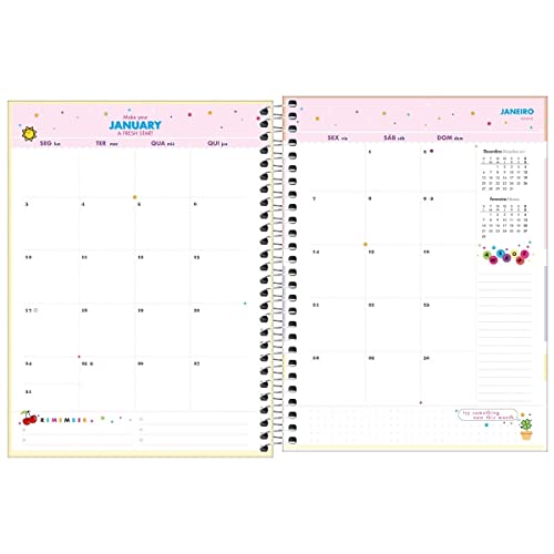 Agenda Espiral Planner Happy M7, Tilibra, Rosa