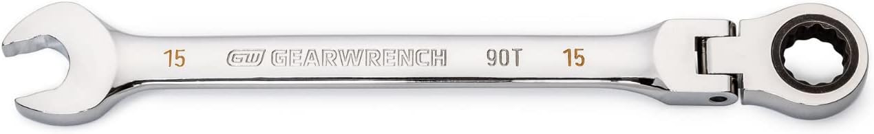 GEARWRENCH 15mm 4 Degree Swing Arch 12 Point Flex Head Ratcheting Combination Wrench - 86715