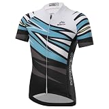 SXSHUN Kinder Jungen Fahrradtrikot Mädchen Schnelltrocknend Kurzarm Trikot & Kurze Radhose mit 3D Sitzpolster MTB Radsport, Blau+Schwarz+Trikot, 122-128