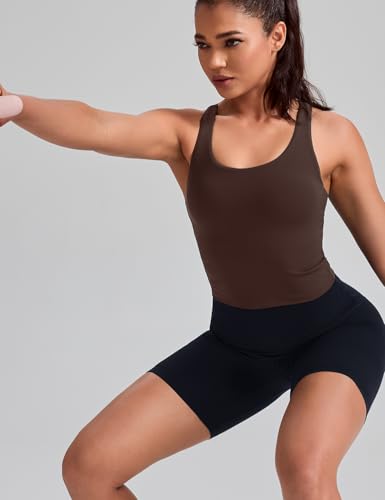 Image of HeyNuts Longline Zeal Bras Medium Impact Wirefree Sports Bras Workout Crop Tank Tops with Removable Pads, A-D Cups