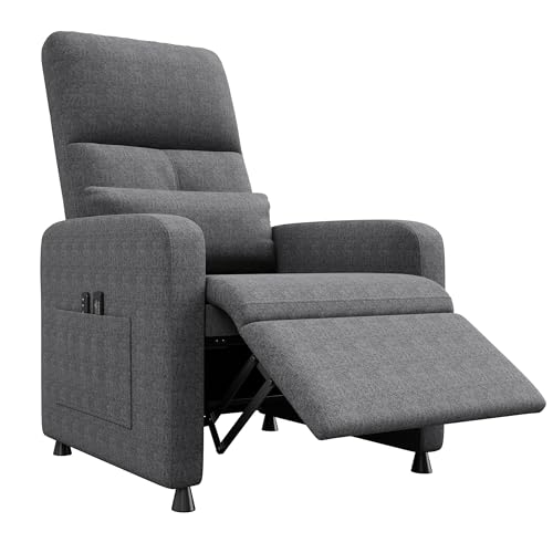 Sillón reclinable eléctrico tela lino gris miniatura 1