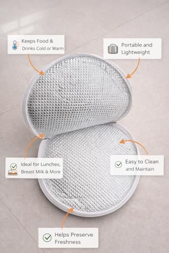 Image of Insulated Roti Cover with Zip Pack of 2 | Roti Cloth Chapati Storage Bag with Aluminium Foil | Keeps Rotis Hot Soft | Hot Case for Roti Food Warmer Pouch