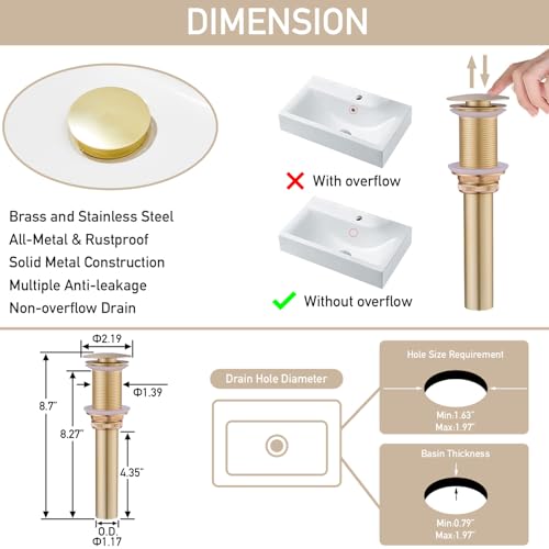 Image of AVSIILE LED Bathroom Sink Faucet, Brushed Gold, Waterfall, Open Glass Spout
