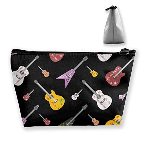 Preisvergleich Produktbild Gitarre Musikinstrumente Bunte Schwarze Multifunktions-Trapez-Aufbewahrungsta... Kosmetiktasche Kleine Schminktasche Kulturbeutel Tragbare Reisetasche mit Reißverschluss