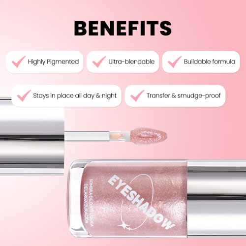 Image of SUAKE Liquid Sparkling Glitter Eye Shadow - Rose Gold Cherry Eyeshadow, Eyeliner, Eyelid Shimmer Highlight Makeup, Highly Pigmented sombra de para ojos,Waterproof Quick-Drying (01Coral#)