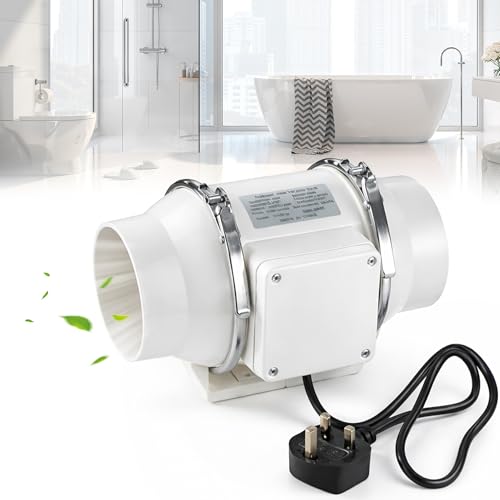 Lifegogo 4 inch Inline Extractor Fan: 220m/h 40W Inlines Fan Quiet Operation 100mm Duct Inline Bathroom Extractor Fans for Grow Room Tent Hydroponic Ventilation System