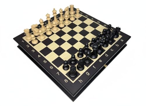 Image of PALM ROYAL HANDICRAFTS 15x15 Inches Handmade Drawer Wooden Chess Board Set Made with Engineered Wood | Inbuilt Storage Compatment for Chessmen - (15 X 15 Inches) Black.