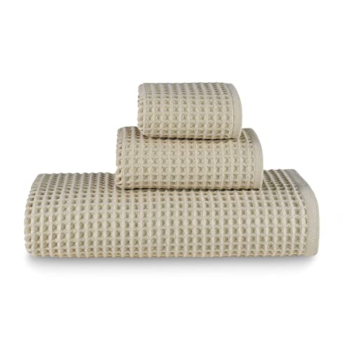 sea me at home Waffle Bath Sheet Set, 100% Turkish Cotton, Includes 1 Bath Sheet, 1 Hand Towel, 2 Face Towels