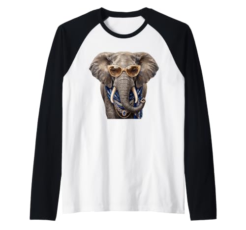 Glam Elephant Blowing Bubble Gum Sunglasses Boujee Women Raglan Baseball Tee