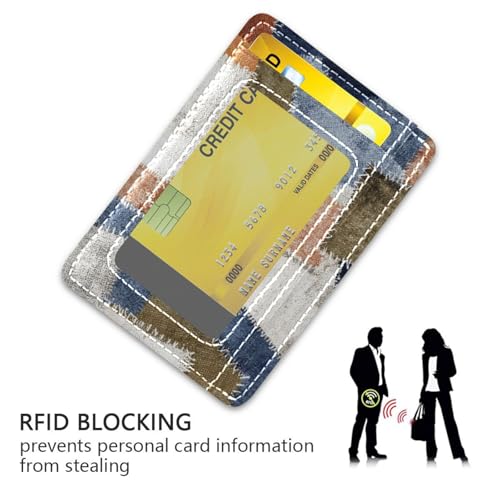 Multi Color Patched Cloth Pattern leather mens slim wallet With ID Window RFID Blocking credit card protector for men&women3