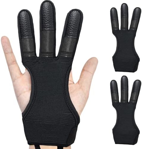 IndoorJoy Archery Gloves – Three Finger Protective Gloves for Men, Women, Teenagers and Adults – Beginner Archery Accessories for Hunting, with Leather Finger Guards,Finger Tabs IndoorJoy Archery Gloves – Three Finger Protective Gloves for Men, Women, Teenagers and Adults – Beginner Archery Accessories for Hunting, with Leather Finger Guards,Finger Tabs
