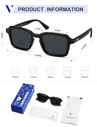 Image of VANLINKER Polarized Trendy Square Sunglasses for Women Men 2026 Retro Chic Cute Shades VL9849